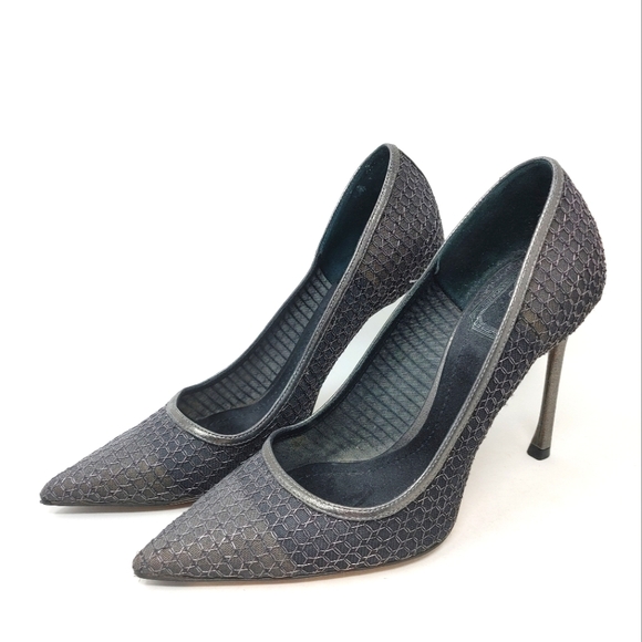 Christian Dior Essence Charcoal Mesh Pointed Toe Pumps Size 35 1/2 - Picture 9 of 11
